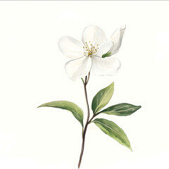 Obraz premium A watercolor illustration of a small white flower
