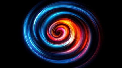 Vivid Colorful Swirl of Light in Motion Against Dark Background