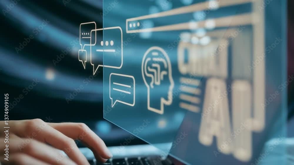 Aufkleber Explore the capabilities of a Chat Bot powered by Artificial Intelligence technology for seamless human interaction and efficient problem-solving in various applications.