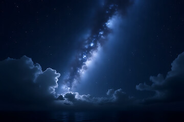 high-resolution close-up of a meteor shower set against a dark sky with clusters of bright stars and nebula clouds