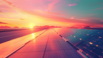 Fototapeta premium A sunset is reflected on the road