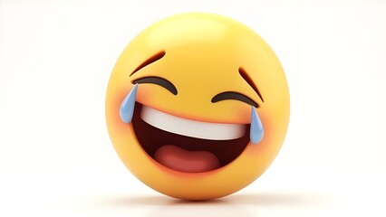 Fototapeta premium 3D Laughing with Tears Emoji, joyful and hilarious expression, ideal for conveying laughter, humor, and fun moments