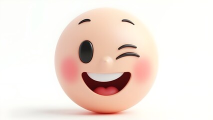 Fototapeta premium 3D Winking Face Emoji, playful and flirty design, ideal for fun expressions and social media reactions