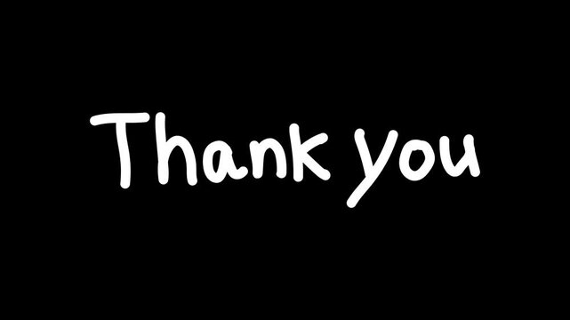 手書きのThank you、アニメーション動画素材、アルファチャンネル付き