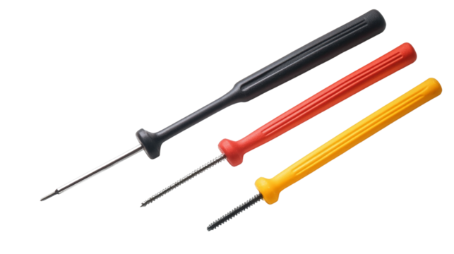 Assorted screwdrivers, flathead, Phillips, and hex,Transparent background, PNG file,