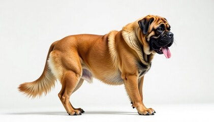 Obraz premium Majestic mastiff, powerful stance, white background, breed, animal photography