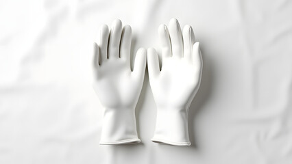 Obraz premium Unused white gloves on linen, showcasing gardening accessories as minimalist art objects.