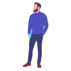 Casual Male Figure with Documents