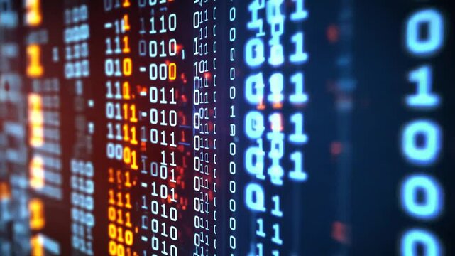 Abstract Binary Code Animation Revealing Information and Data Flow Technology Concept