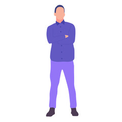 Confident Man in a Purple Shirt and Pants