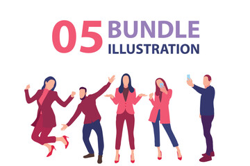 Diverse group of people in various poses