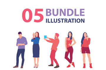 Fototapeta premium Diverse People in Various Actions, Flat Illustration Bundle