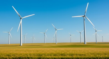 Fototapeta premium A wind farm with large turbines generating clean energy.