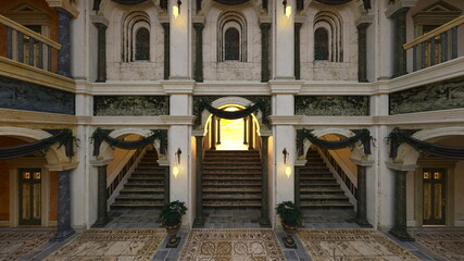 宮殿の中庭　3DCGレンダリング