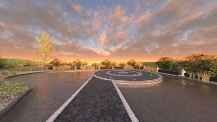 Obraz premium 宮殿の中庭 3DCGレンダリング