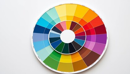 Obraz premium Master palette paint color wheel with rainbow geometric swatches, paint, palette