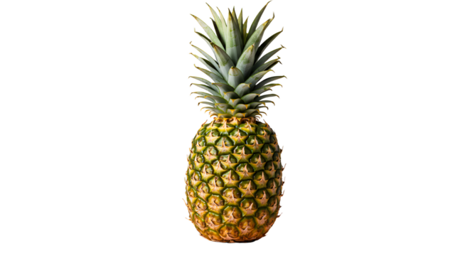 Pineapple Standing on White Background with Fun Light Streaks Below