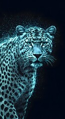 Fototapeta premium portrait of a leopard in the night