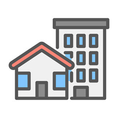 property filled outline icon. property color line illustration.