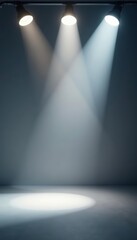 Obraz premium Minimalist backdrop with soft grey lighting and glowing spotlights, minimal, soft light