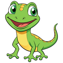 Adorable Cartoon Lizard with Big Eyes, Bright Smile, and Green Scales, Perfect for Children’s Illustrations, Animal-Themed Designs, and Reptile Projects Representing Friendly and Playful Creatures