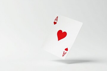 Obraz premium A single flipped playing card floats against a stark white backdrop , black, airborne, gambling