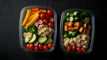 Healthy Meal Prep Bowls Colorful Vegetables Grains Tofu