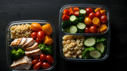 Healthy Meal Prep Chicken Pasta Salad Bowls Colorful Vegetables