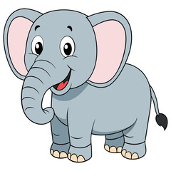 Fototapeta premium Cute cartoon elephant illustration drawing animal wildlife africa zoo safari baby elephant art design vector