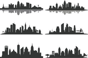 Obraz premium Vector London cityscape silhouette, black and red towers outline