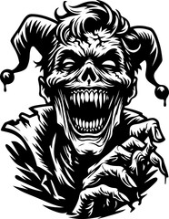 sketch vector illustration silhouette design icon logo symbol monochrome black white devil ghost zombie laughing creepy