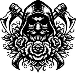 sketch vector illustration silhouette design icon logo symbol monochrome black white god demon abstract modern natural  