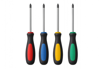 Colorful screwdrivers set on transparent background
