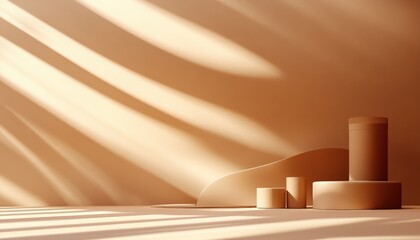 Beige Minimalist Product Display with Sunlight