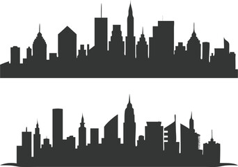 Fototapeta premium New York cityscape silhouette vector, black buildings tower against urban sky