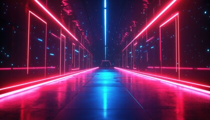 Neon Corridor Futuristic Passageway