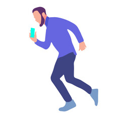 Man in Hurry with Mobile Phone