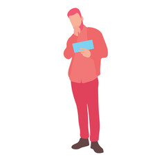 Man in Red Outfit Examining a Document