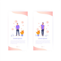 Minimalist Mobile App Design with Man and Plants