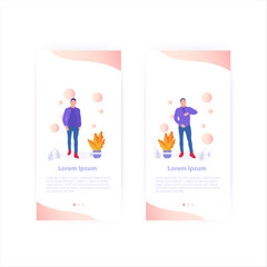 Mobile App Design with Stylish Male Figure
