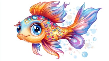 Fototapeta premium Colorful Cartoon Goldfish