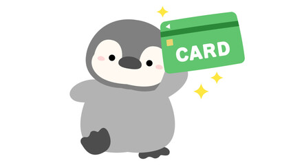 クレジットカードとペンギンのベクターイラスト