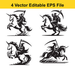 Fototapeta premium a unicorn being ridden by a grim reaper