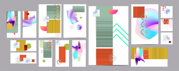 Obraz premium Conceptual & Abstract Design. Trendy bright neon colors with dynamic lines Retro Vibes Are Back Summer abstract fluid creative banner