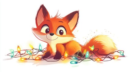 Obraz premium Playful Fox with Bright Lights