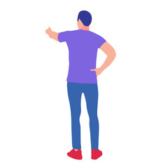 Person pointing, back view