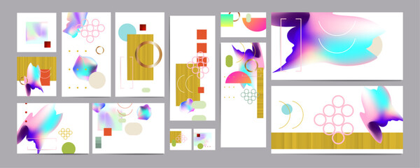 Fototapeta premium Conceptual & Abstract Design. Trendy bright neon colors with dynamic lines Retro Vibes Are Back Summer abstract fluid creative banner