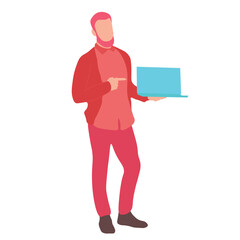 Person Presenting a Laptop