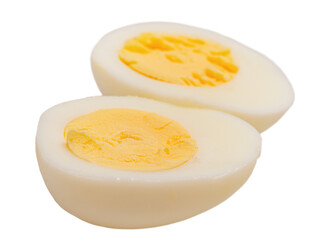 Boiled egg cut into two parts isolated
