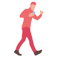 Person Using Smartphone While Walking